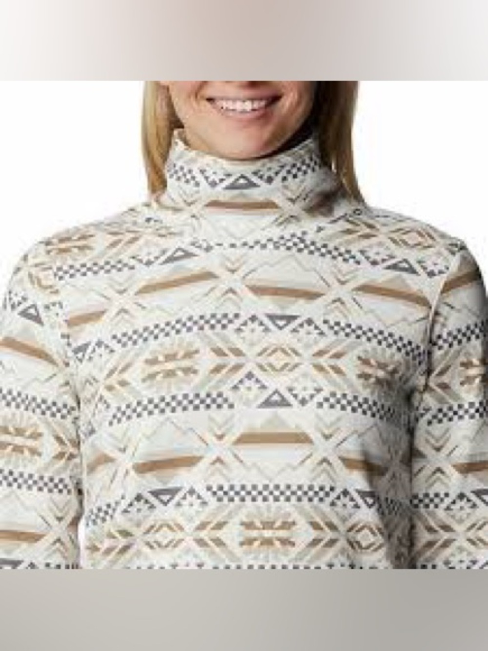 Columbia Women's XL Holly Hideaway Funnel Neck Shirt Turtleneck beige ski base